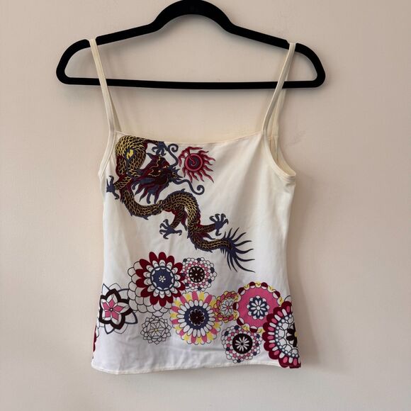 La Perla Other - Occhi Verdi by La Perla Women's White Dragon Floral Print Swim Tank Top Size 46